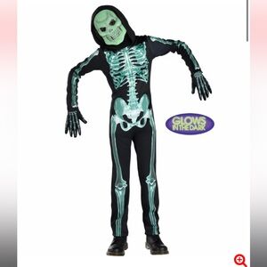 Kids Boys Child Large 12-14 Glow in the Dark Skelebones Costume Skeleton Green